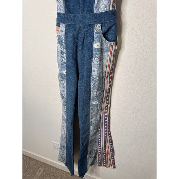 Free People Patchwork Americana Dallas Denim Jumpsuit - Picture 8 of 12